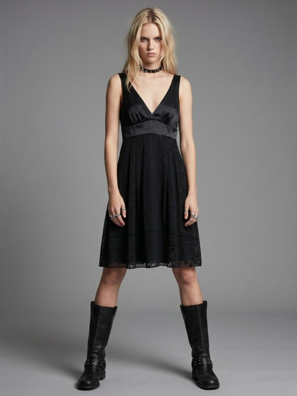 Black Silk Blend Mini Dress Beaded Slip Style Size 6